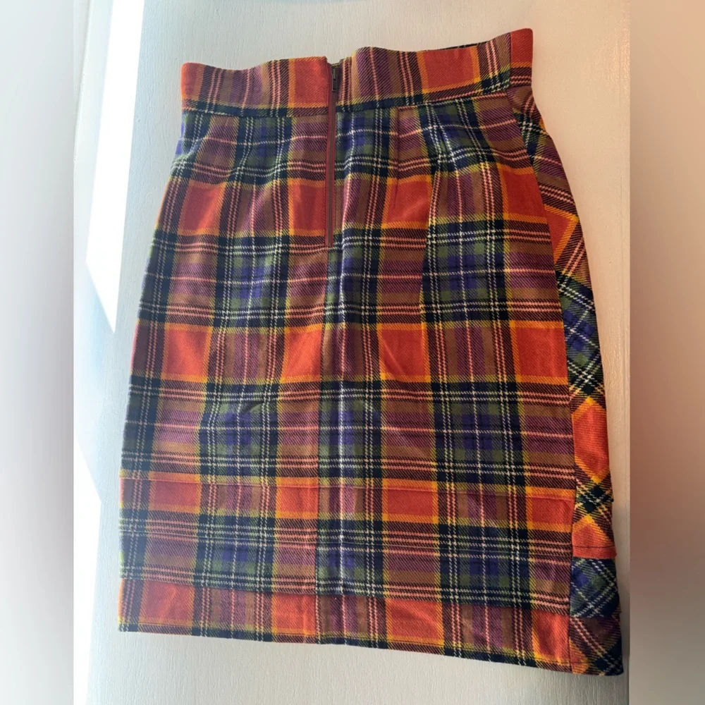 NWT Anthropologie Easy Keeper skirt Orange Plaid Pencil Skirt 8 - Picture 4 of 6